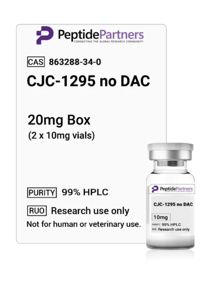 CJC-1295 No DAC 10mg Vials, 20mg 50mg 100mg 200mg Boxes - Peptide Partners Research Grade